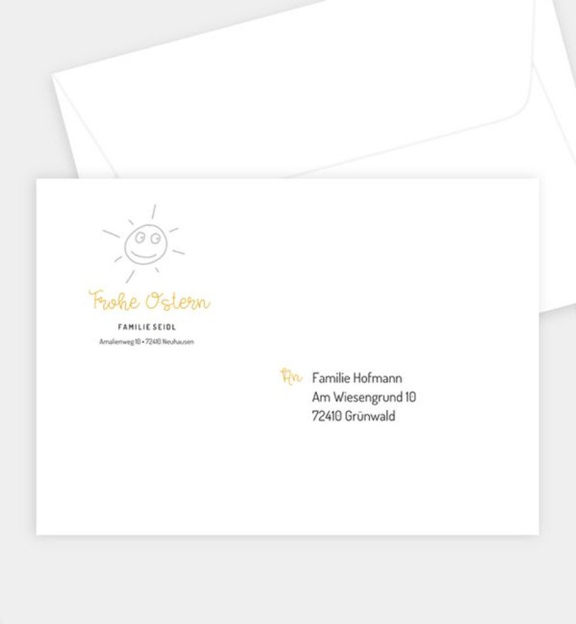 Briefumschlag Ostern Mr. Happy · Ausmalkarte