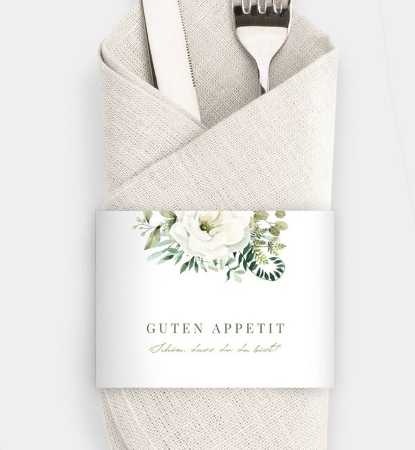 Besteck Servietten-Zubehör Goldene Hochzeit Green Romance