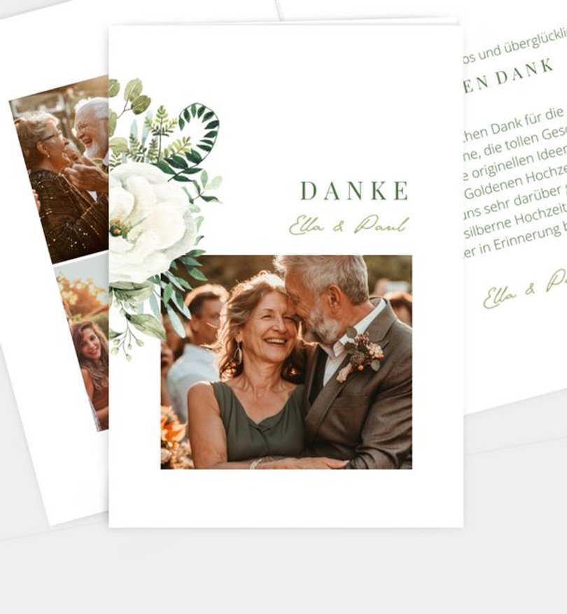 Dankeskarte Goldene-Hochzeit Green Romance