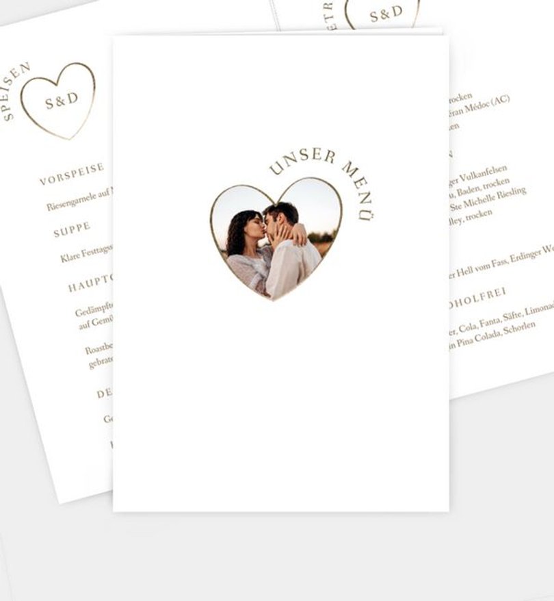 Menükarte Hochzeit Hochzeitsherz