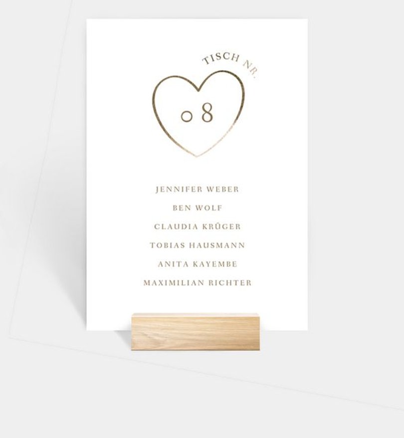 Gruppentischkarte Hochzeit Hochzeitsherz