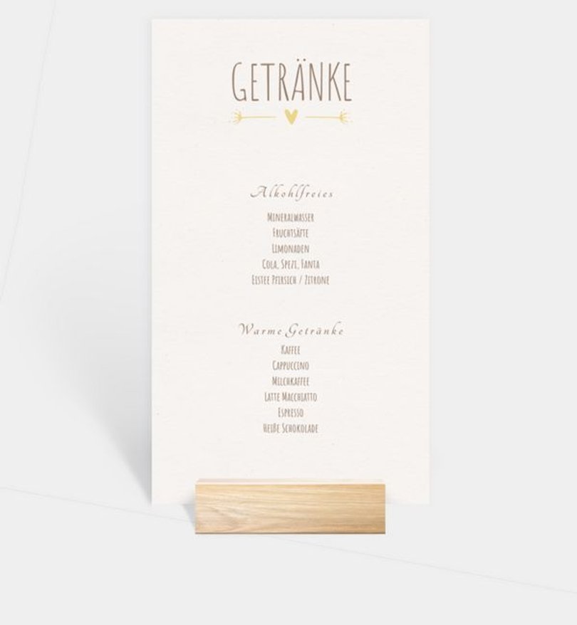 Getränkekarte Hochzeit Vintage Love