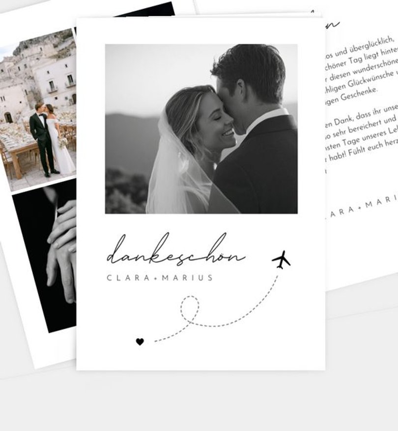Dankeskarte Hochzeit Mit Dir fliegen