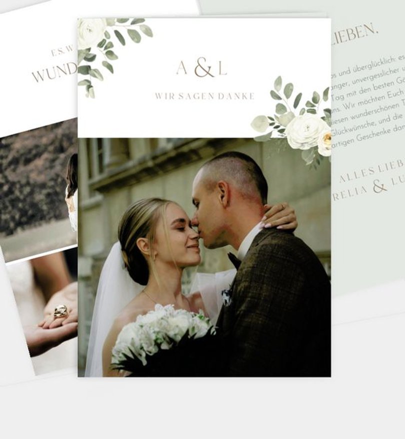 Dankeskarte Hochzeit Modern Eucalyptus