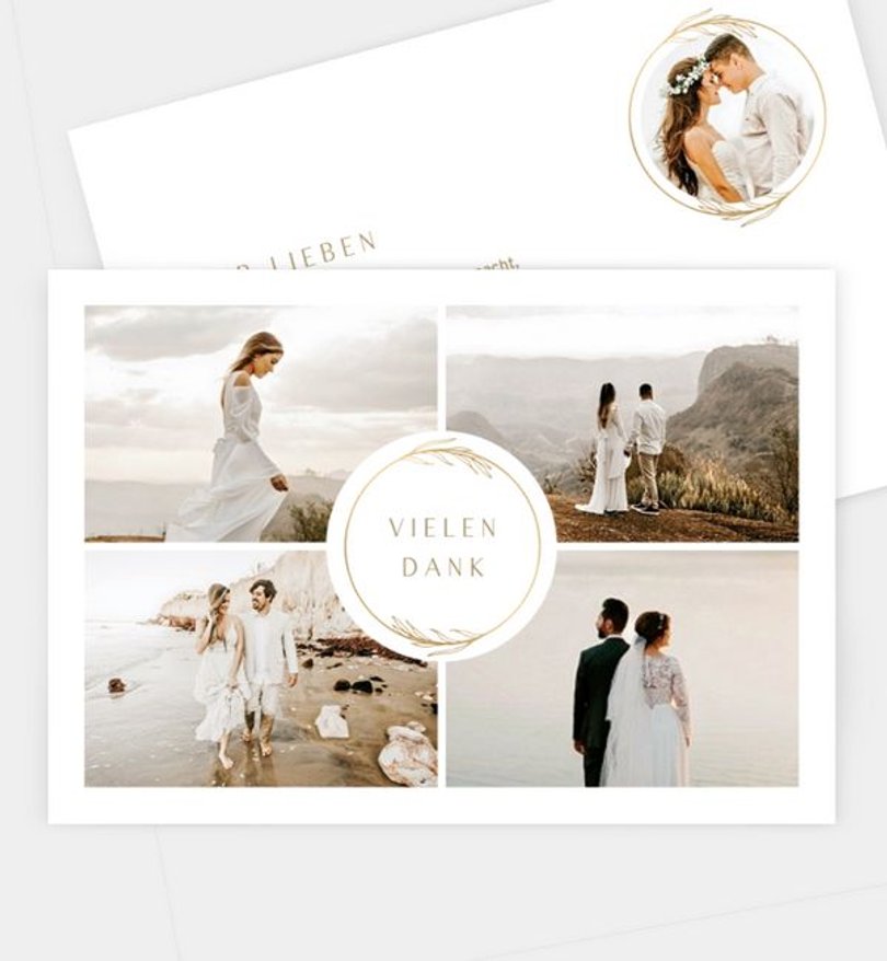 Dankeskarte Hochzeit Elegant Wreath