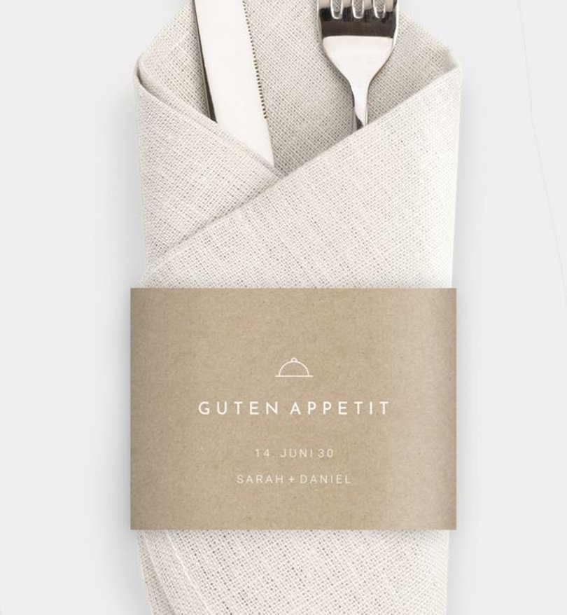 Besteck Servietten-Zubehör Hochzeit Goldene Ringe