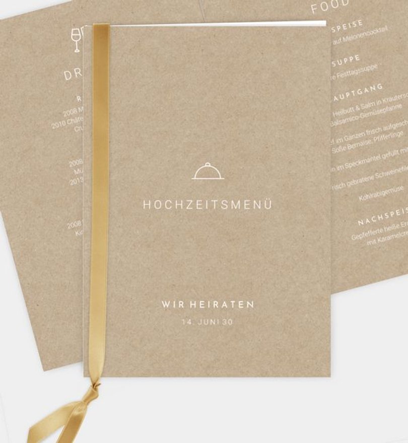 Menükarte Hochzeit Goldene Ringe