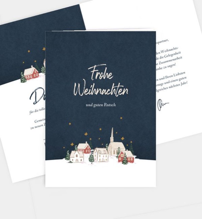 Weihnachtskarte Weihnachten geschäftlich Winterdorf