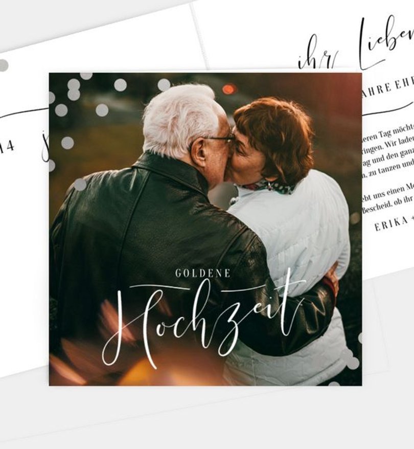 Einladungskarte Goldene-Hochzeit Confetti Love