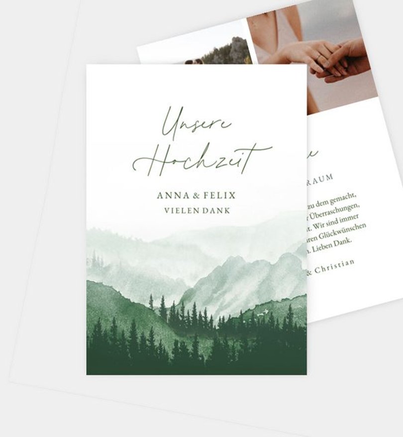 Dankeskarte Hochzeit Bosque