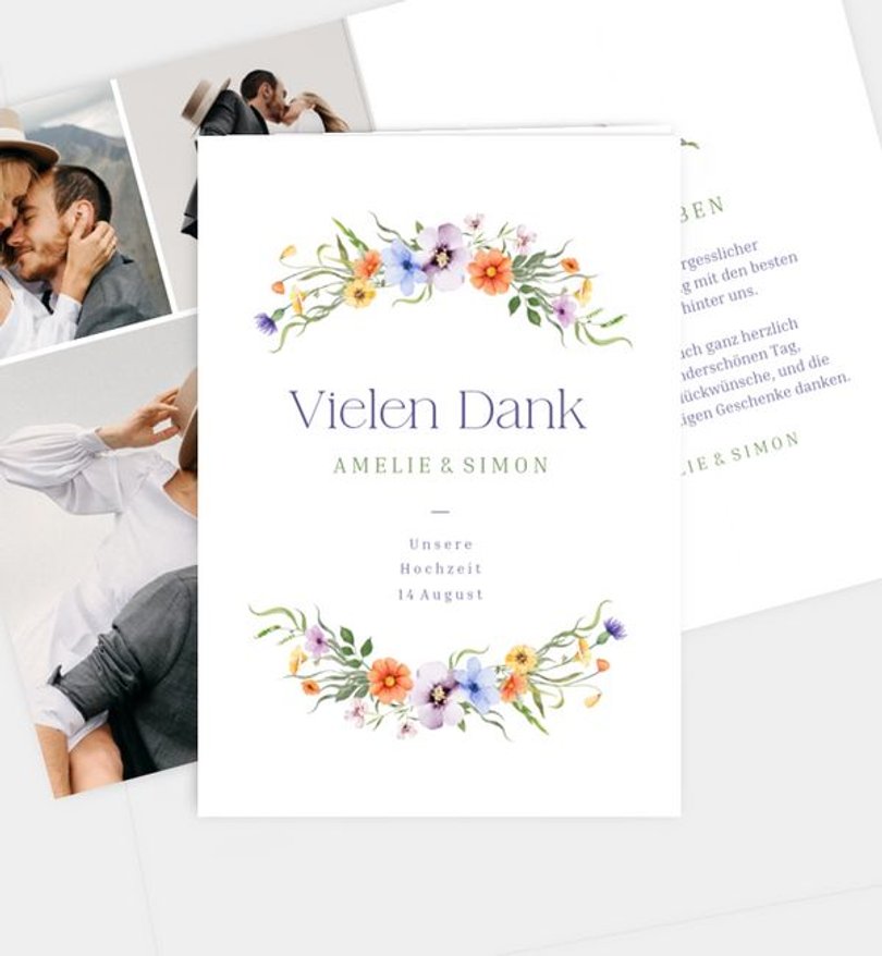 Dankeskarte Hochzeit Sommerblumen