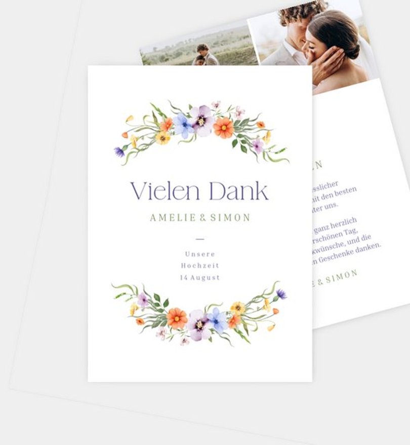 Dankeskarte Hochzeit Sommerblumen