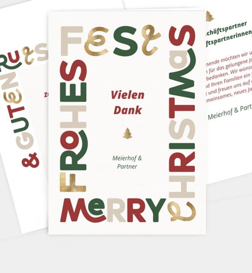 Weihnachtskarte Weihnachten geschäftlich Goldene Schnörkel