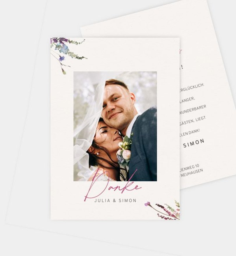 Dankeskarte Hochzeit Wildblumen