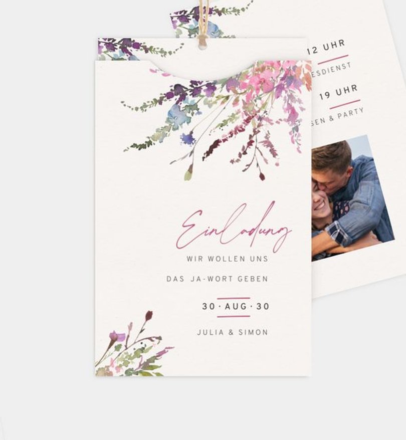 Einladungskarte Hochzeit Wildblumen
