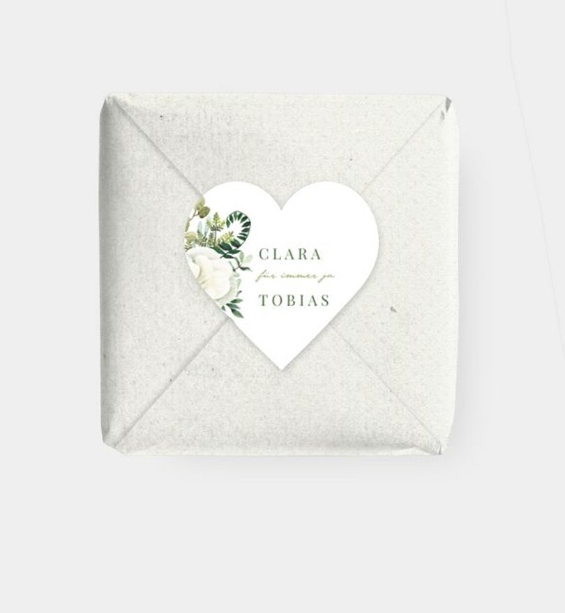 Geschenkaufkleber Hochzeit Green Romance