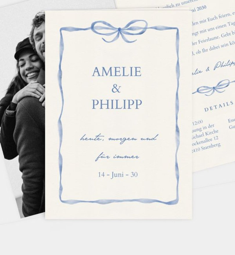 Einladungskarte Hochzeit Preppy Bow