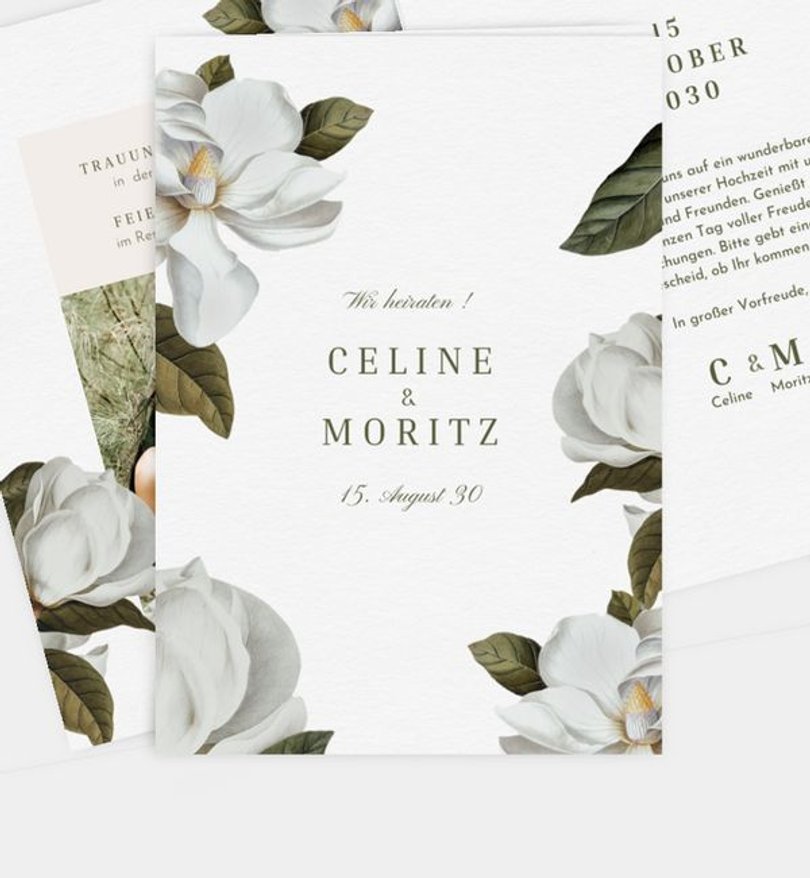 Einladungskarte Hochzeit Magnolia