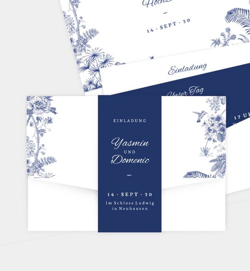 Einladungskarte Hochzeit Classic Blue