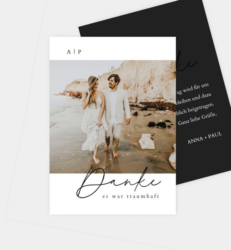 Dankeskarte Hochzeit Monochromantic