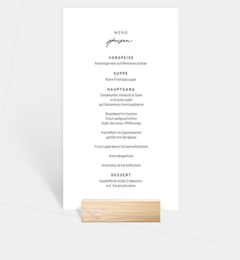 Menükarte Hochzeit Connection