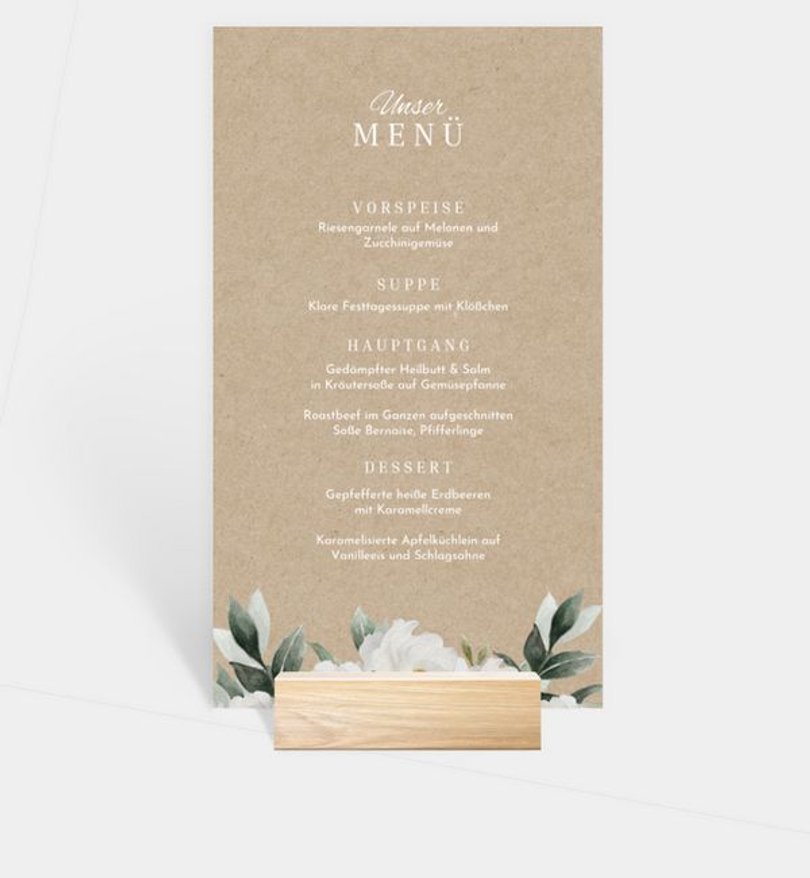 Menükarte Hochzeit Fresh Love
