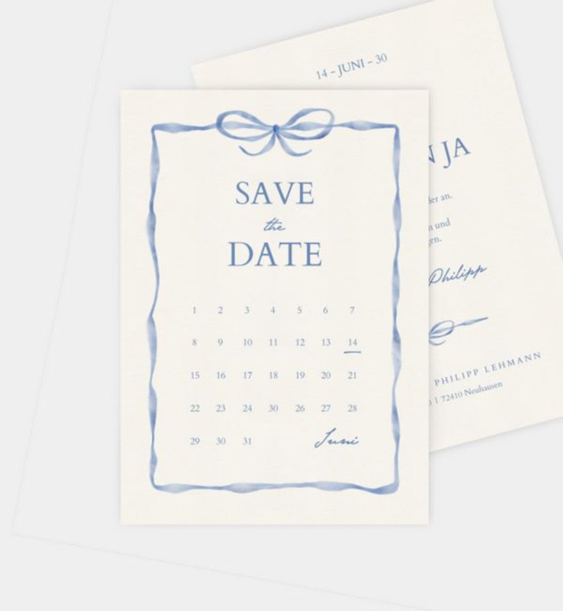 Save-The-Date Karte Hochzeit Preppy Bow