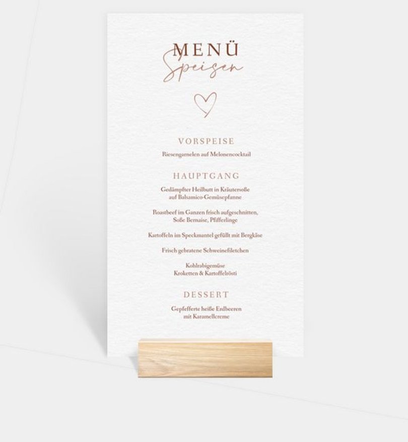 MenĂ¼karte Hochzeit Our Romance
