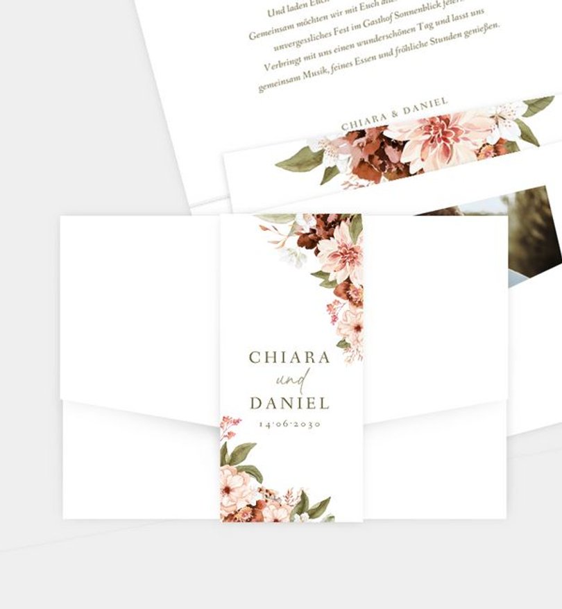 Einladungskarte Hochzeit Opulent Floral
