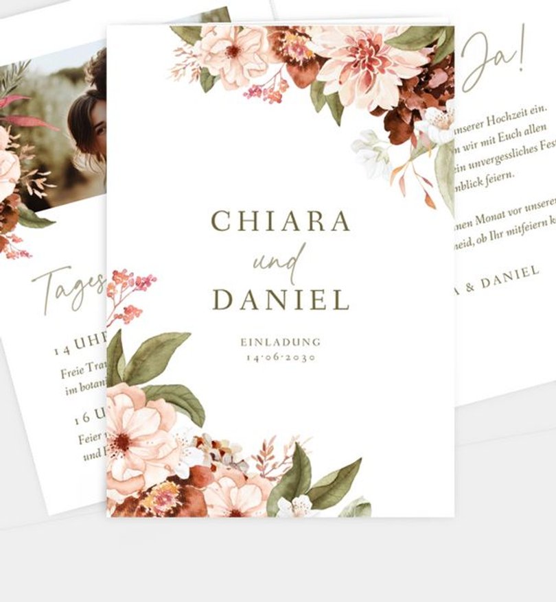 Einladungskarte Hochzeit Opulent Floral