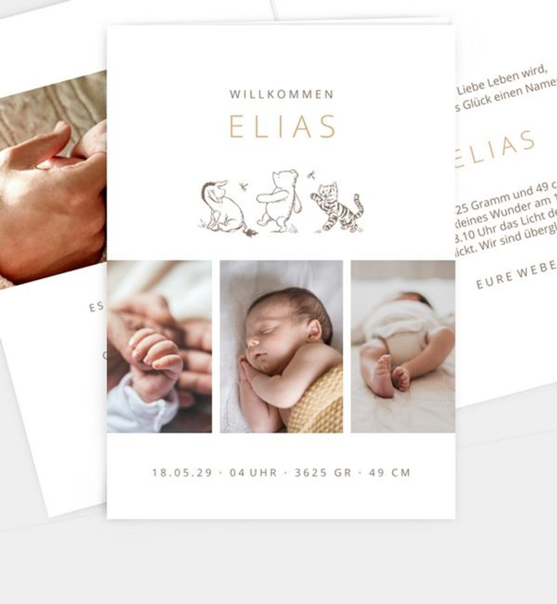 Geburtsanzeige Geburt Winnie Puuh · Very Happy Friends