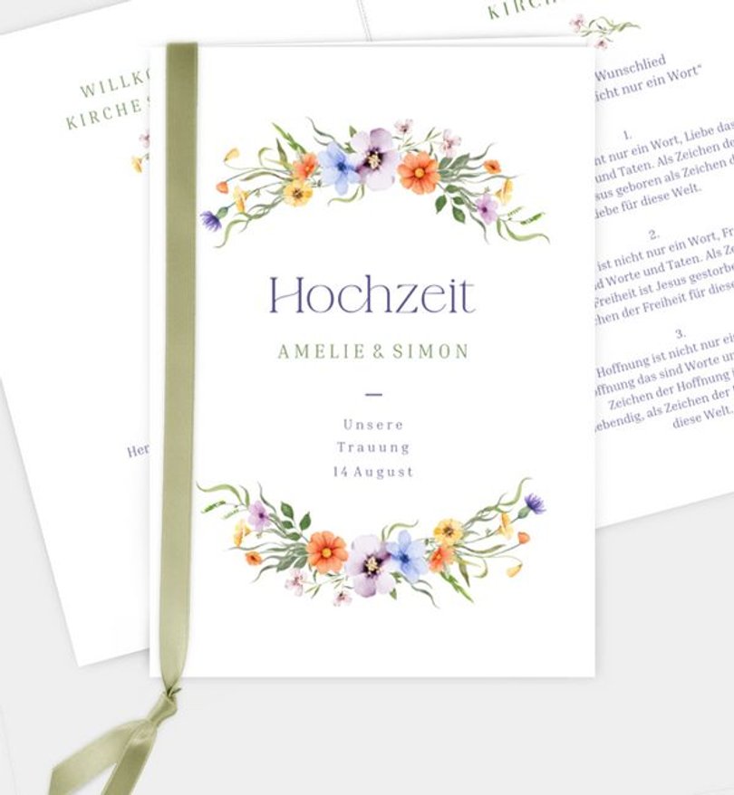 Kirchenheft Hochzeit Sommerblumen