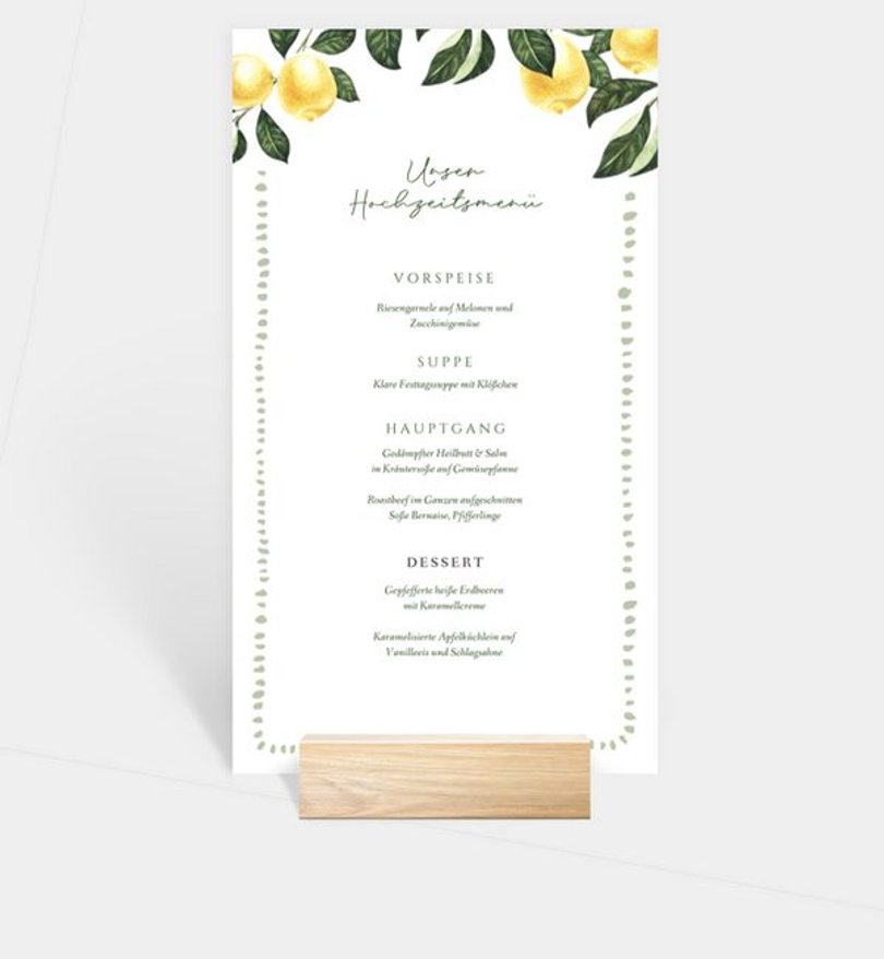 Menükarte Hochzeit Summer Love