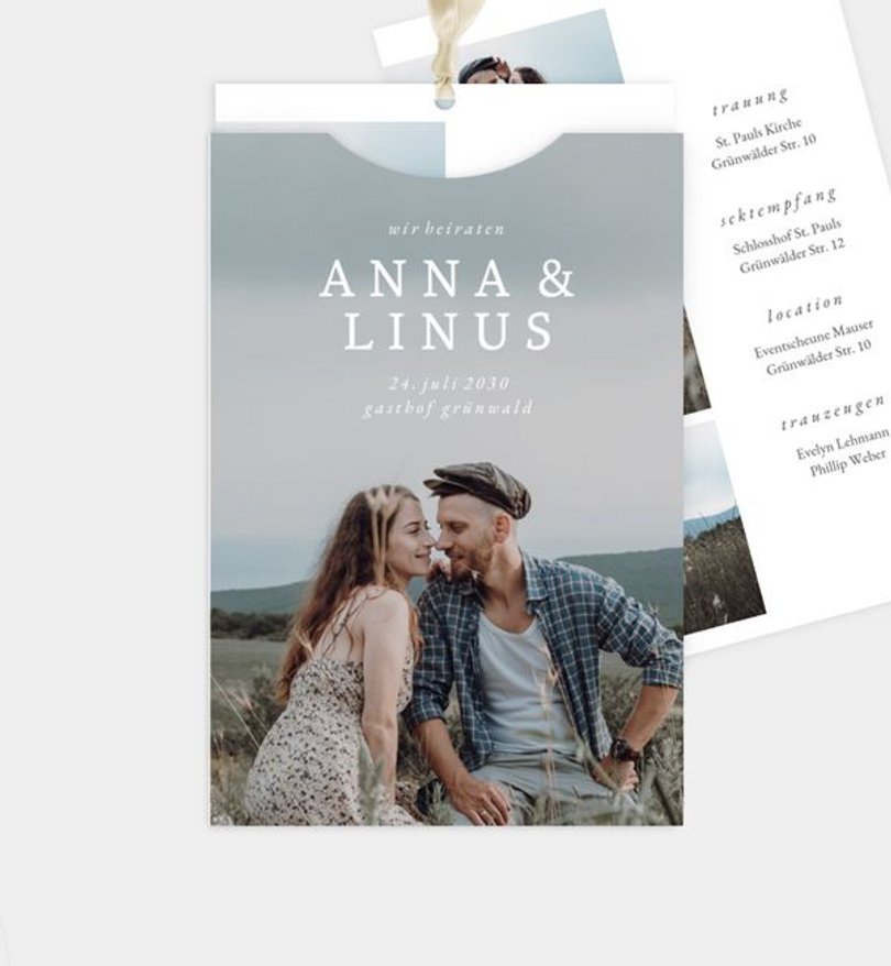 Einladungskarte Hochzeit Herz über Kopf