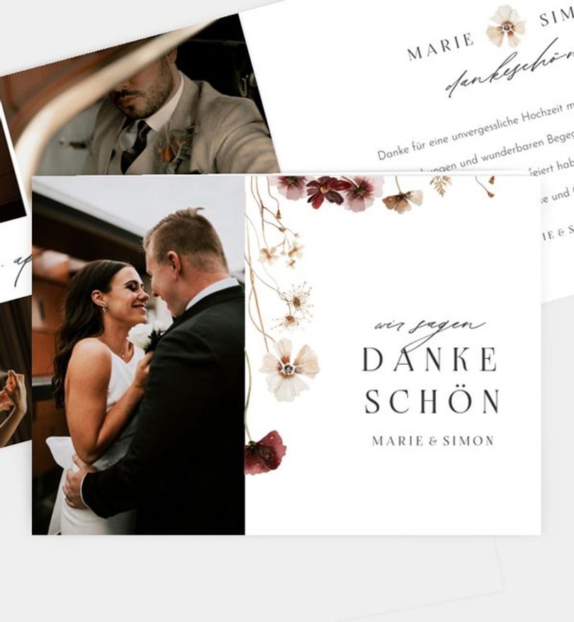 Dankeskarte Hochzeit Wild Flora