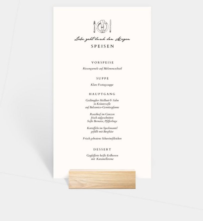 Menükarte Hochzeit Pure Liebe