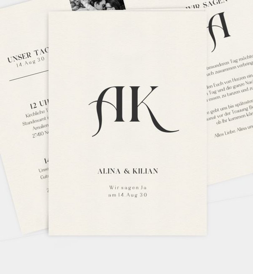 Einladungskarte Hochzeit Initials of Love