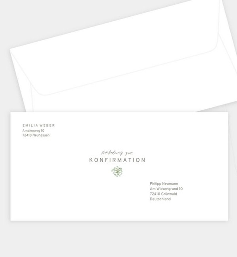 Briefumschlag Konfirmation Schleierkraut