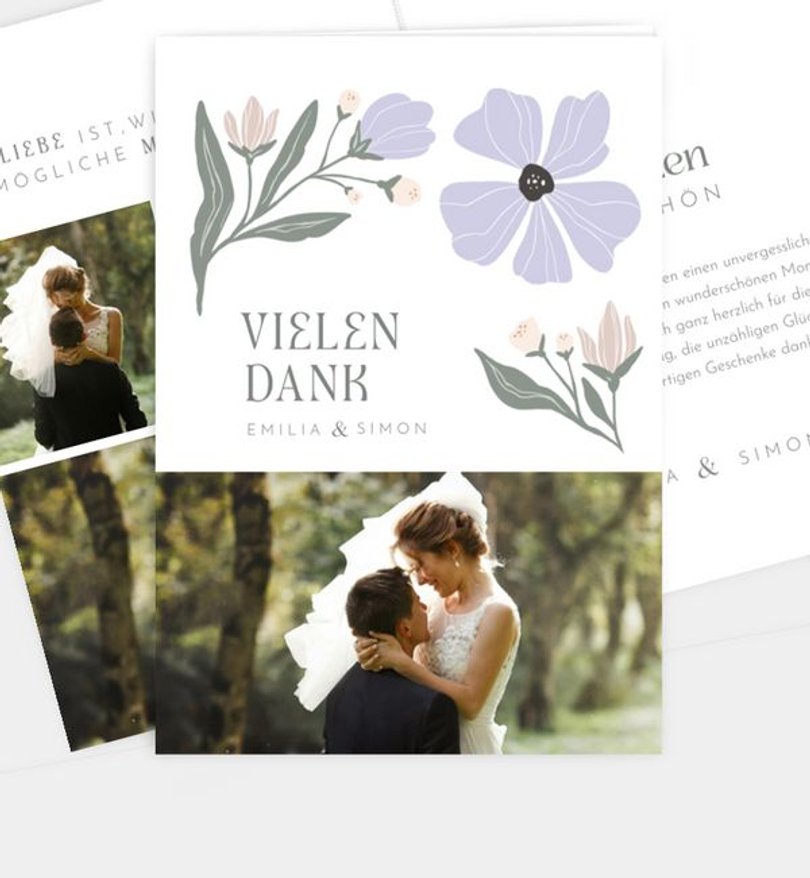 Dankeskarte Hochzeit Modern Floral