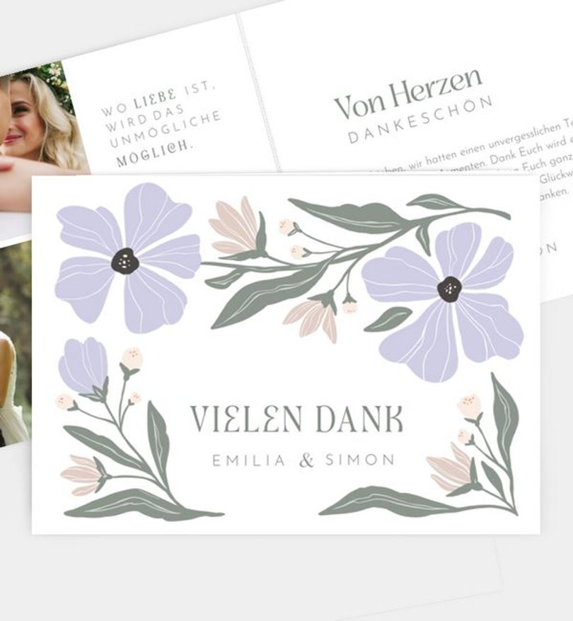 Dankeskarte Hochzeit Modern Floral