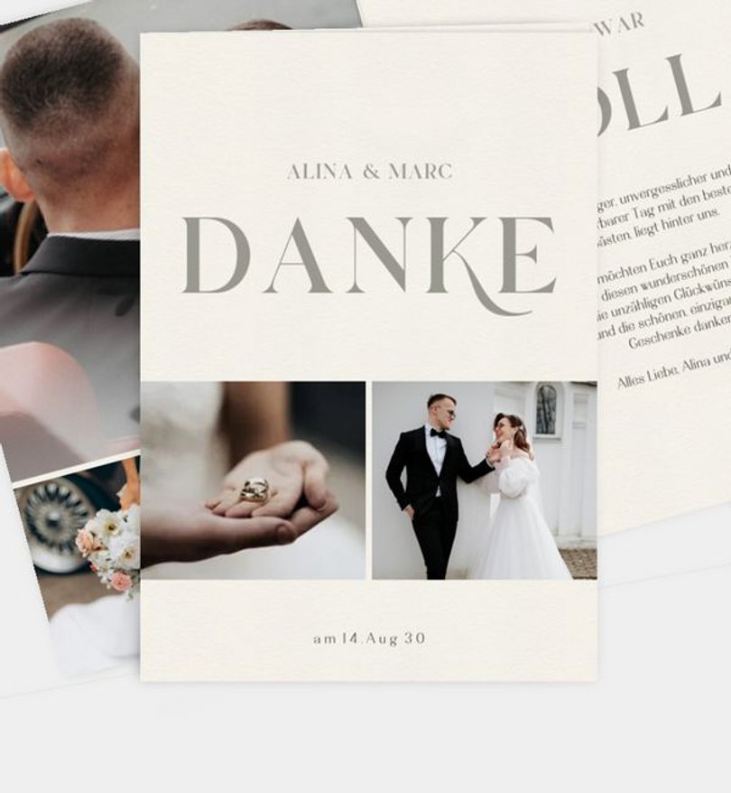 Dankeskarte Hochzeit Initials of Love