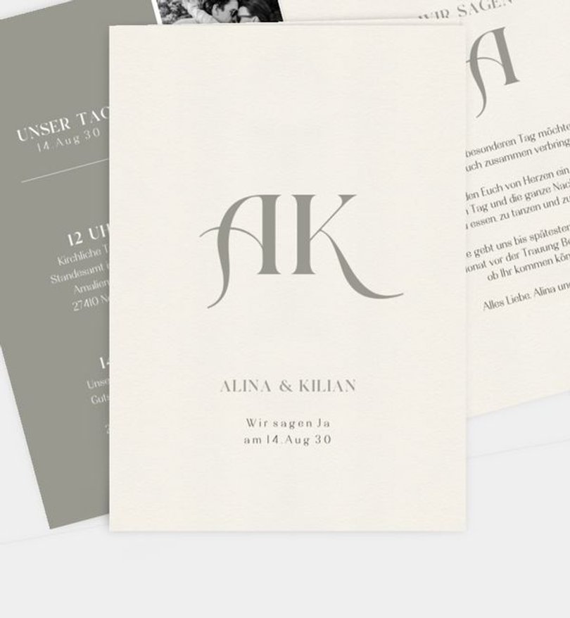 Einladungskarte Hochzeit Initials of Love