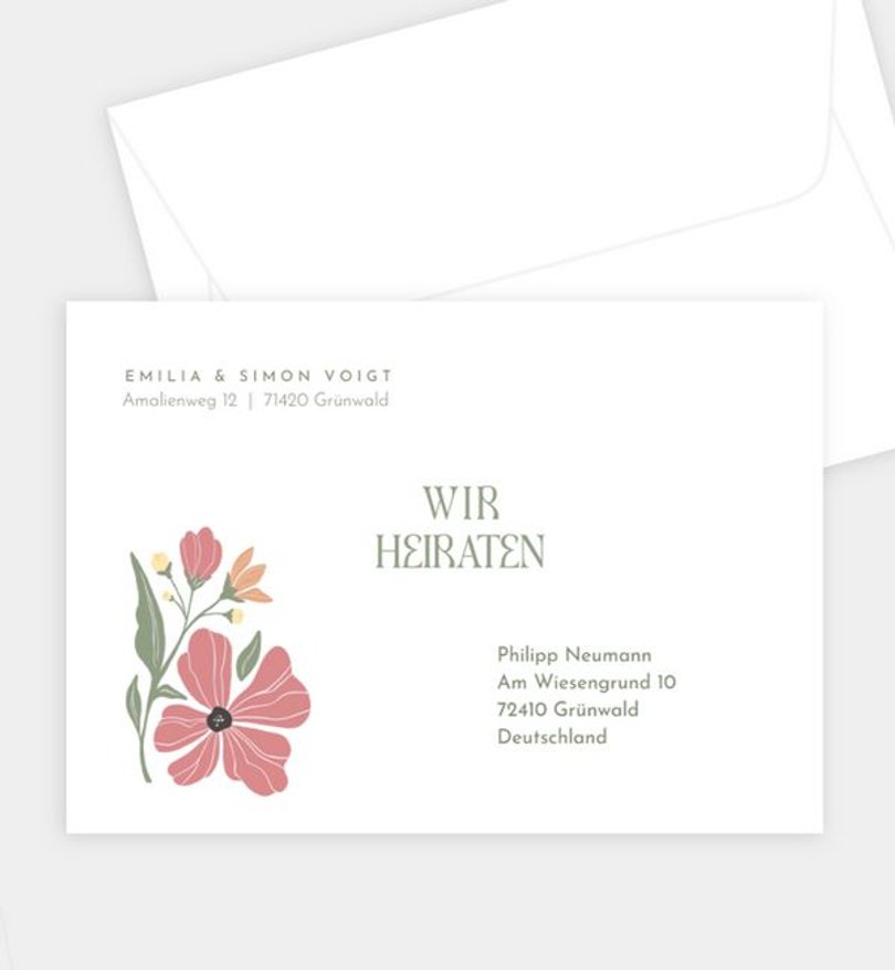Briefumschlag Hochzeit Modern Floral