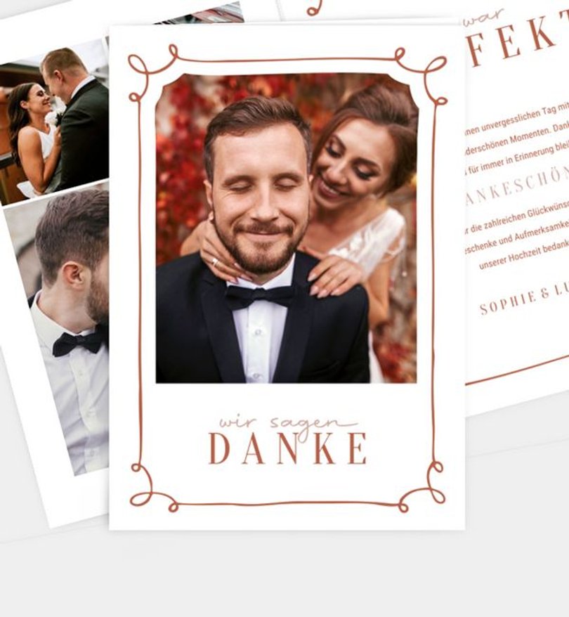 Dankeskarte Hochzeit Handdrawn Frame