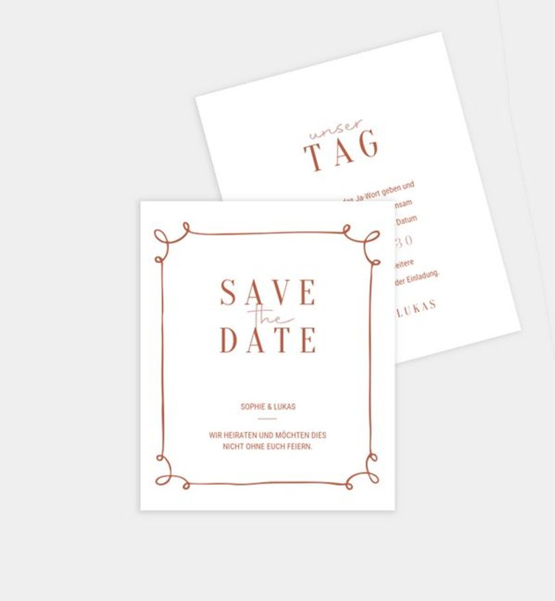 Save-The-Date Karte Hochzeit Handdrawn Frame