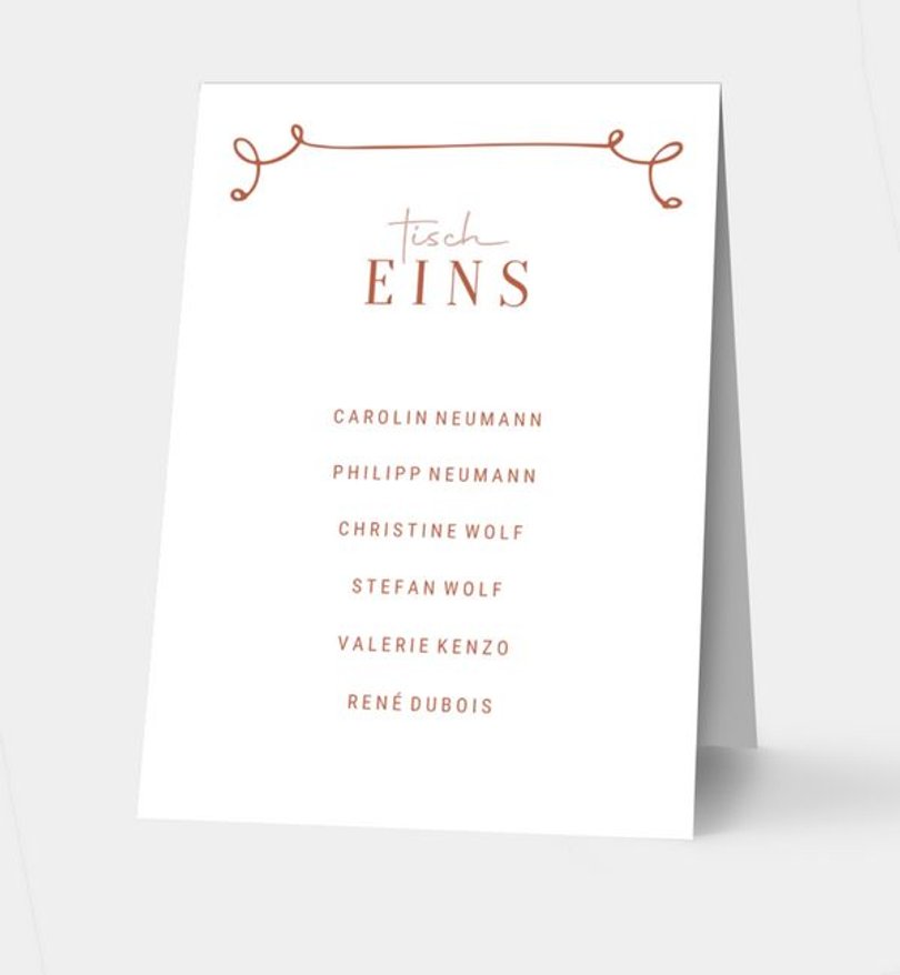 Gruppentischkarte Hochzeit Handdrawn Frame