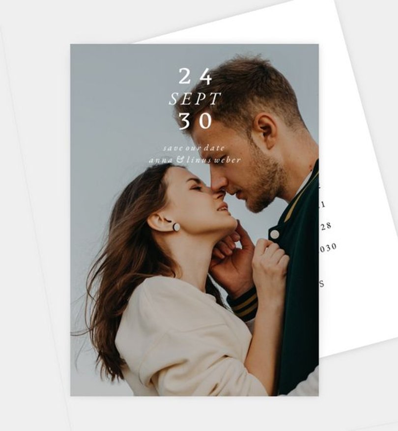 Save-The-Date Karte Hochzeit Herz über Kopf