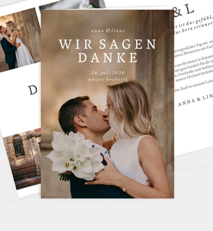 Dankeskarte Hochzeit Herz über Kopf