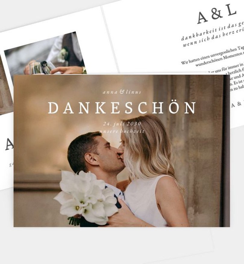 Dankeskarte Hochzeit Herz über Kopf