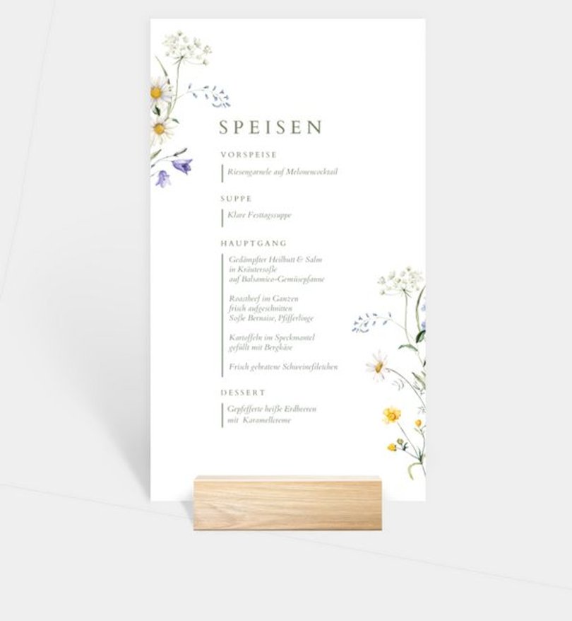Menükarte Hochzeit Jardín